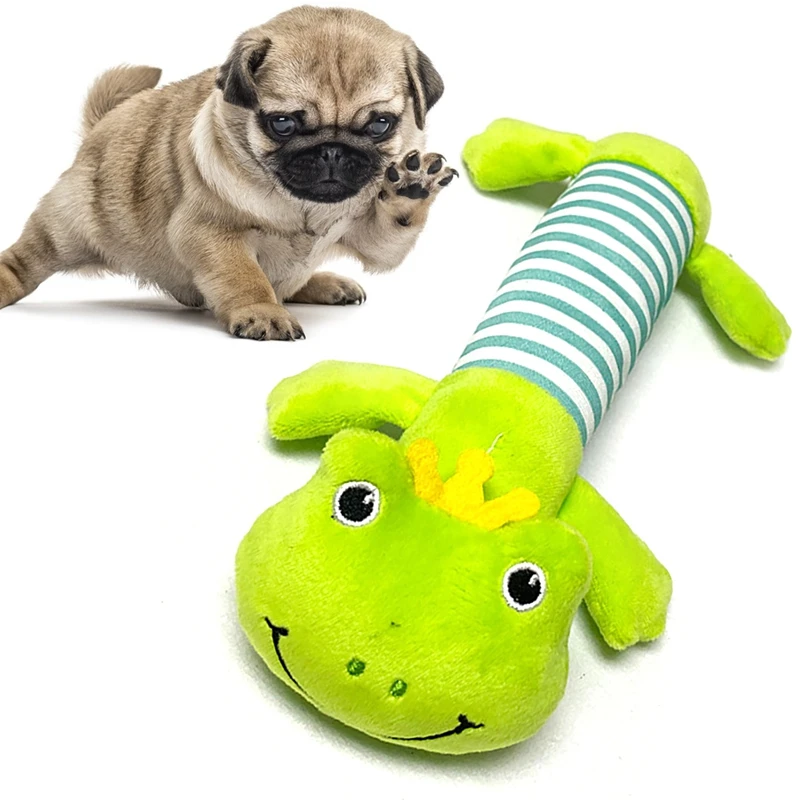 Dog Chew Toy Interactive Dogs Resistant Bite Toys Creative Plush Frog Shape Design Puppy Squeaky Toy Pet Cleaning Teething Tools