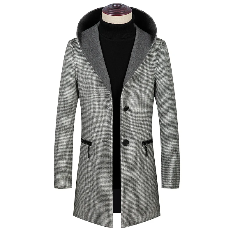 2019 осень и зима новое двустороннее шерстяное пальто с капюшоном карманами