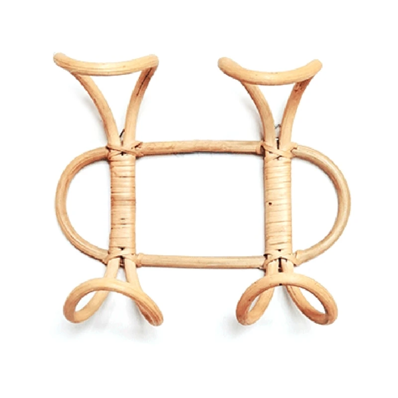 

50LB Natural Rattan Wall Hooks Kids Garments Organizer Rack Clothes Hat Hanging Hook