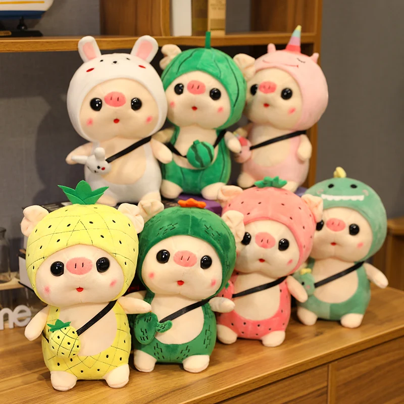 Милая игрушка-свинья превращающаяся в динозавра единорог кролик фрукты