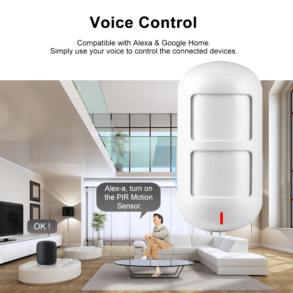 3Pcs Wolf-Guard Tuya Wireless Wifi Detector Smart Dual Pet Immune PIR Sensor Home Alarm Compatible with Alexa & Google App |
