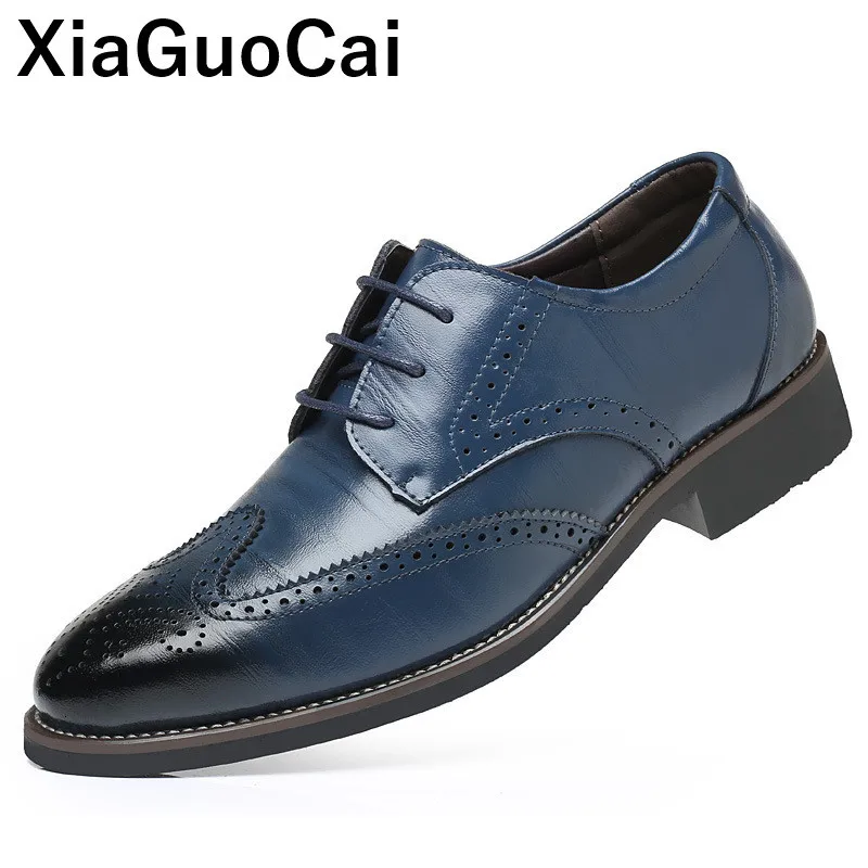 

Men Dress Shoes Brogue Leather Man Shoes Plus Size Luxury British Fashion Bullock Footwear Pointed Toe Wedding Shoes Male Flats