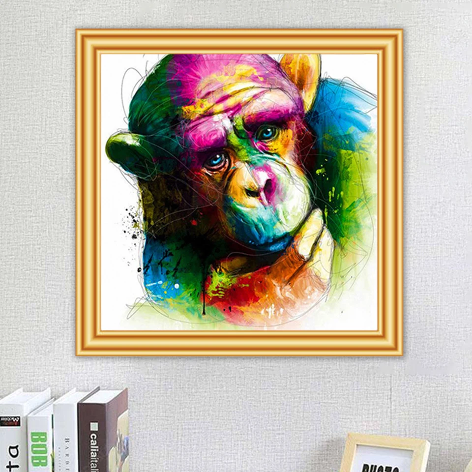 

Алмазная живопись 5D «сделай сам», Набор для вышивки крестиком в виде обезьяны, мозаика для квадратной вышивки, картина из страз, подарок для ...