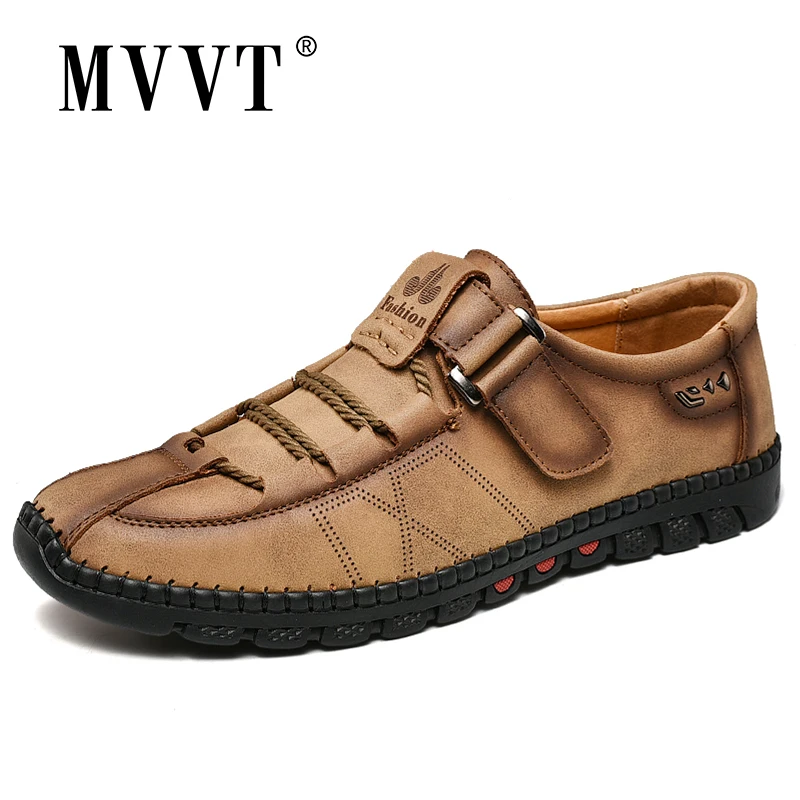 

Мужские туфли ручной работы размера плюс 47, повседневная обувь из спилка, мужские лоферы на липучке, мужская обувь на плоской подошве