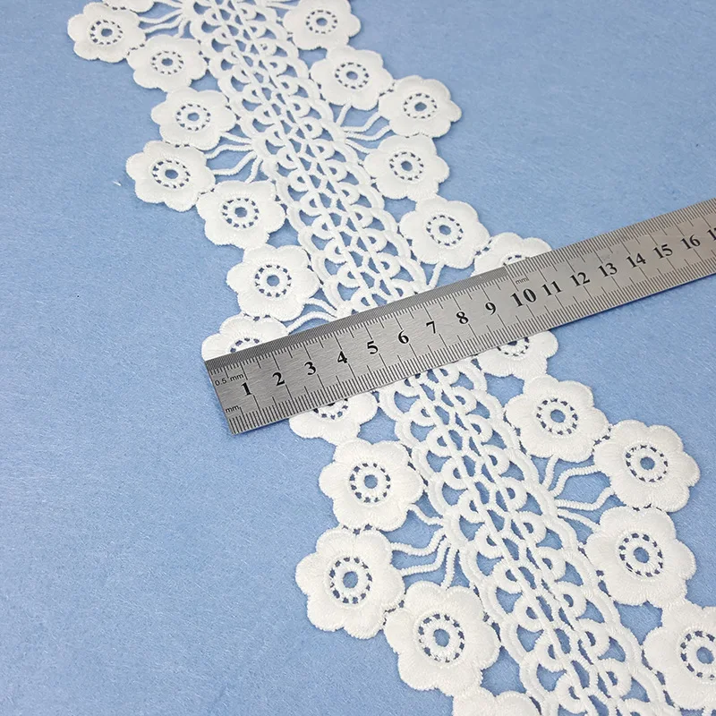 

10Yards White Embroidered Lace Wide Ribbons Fabric Trim DIY Sewing Handmade Craft Materials Clothes Accessories Home Decoration