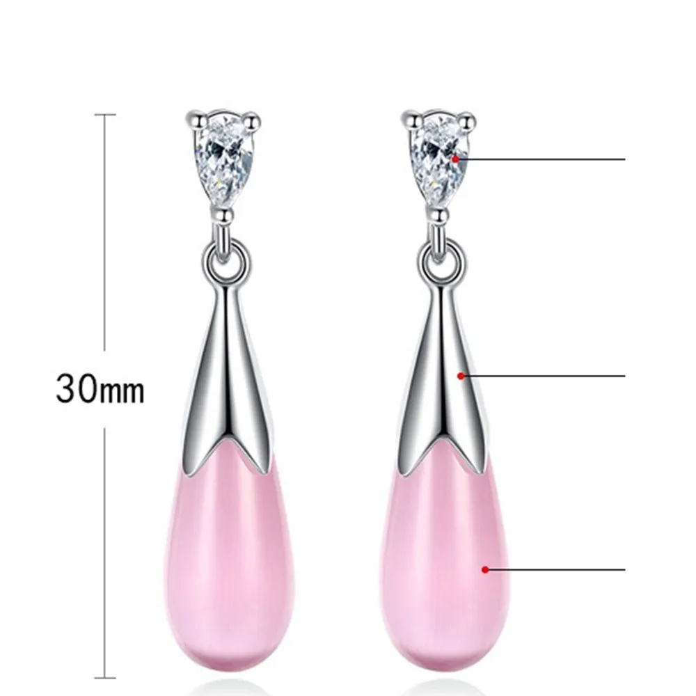 

NEHZY 925 sterling silver earrings jewelry high quality retro simple heart-shaped pink white agate Zircon earrings hot sale