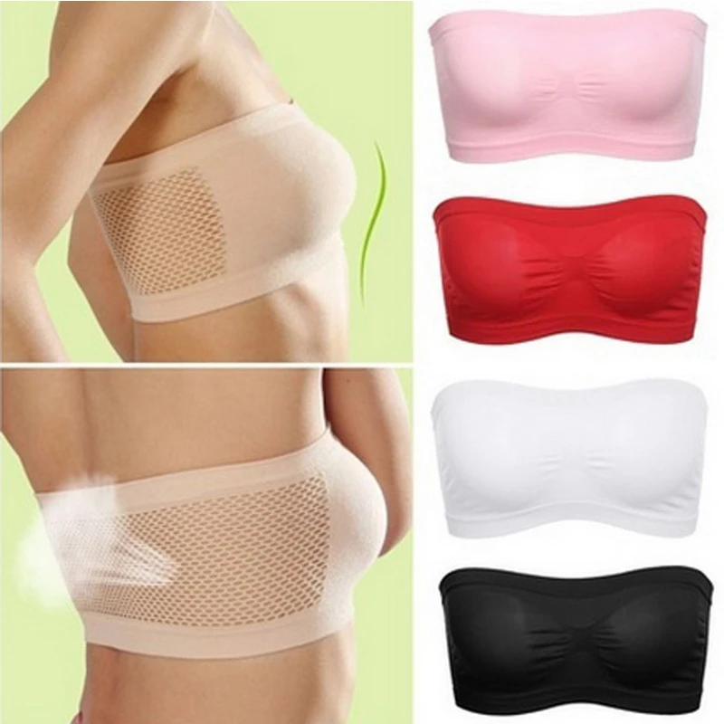 

Women Seamless Strapless Soft Anti Expose High Elastic Mesh Wrapped Invisible Strapless Chest Wraps Tube Bras Tops Plus Size