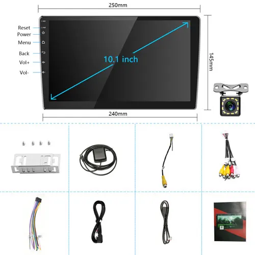 Podofo 2din Автомагнитола 10," дюймов Android8.0 Система Авто Стерео 2.5D экран Bluetooth wifi gps четырехъядерный 1+ 16 ГРОМ для Универсальный - Цвет: 10.1 12LED Camera