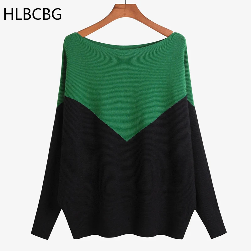 

HLBCBG 2021 Women Sweater Oversized Batwing Long Sleeve Knitted Pullovers Top Soft Loose Casual Female Jumper Pull Femm