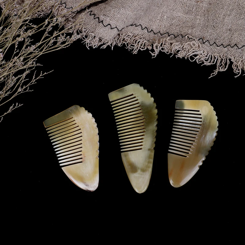 

New 1PCS Natural Ox Horn Anti-Static Massage Hair Comb With Handle Hair Styling Tool For Salon Hairdressing Styling