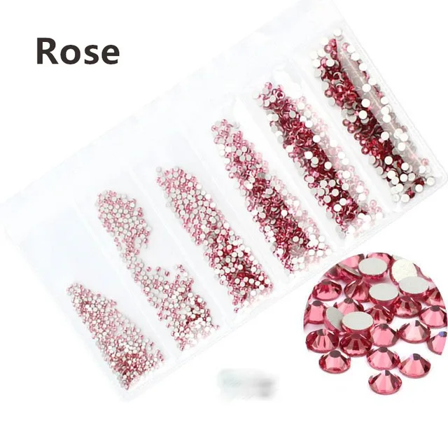 Rose Розовый/зеленый/синий/белый опал SS3-SS10 разных размеров стеклянные стразы для ногтей блестящие стразы для дизайна ногтей - Цвет: Rose