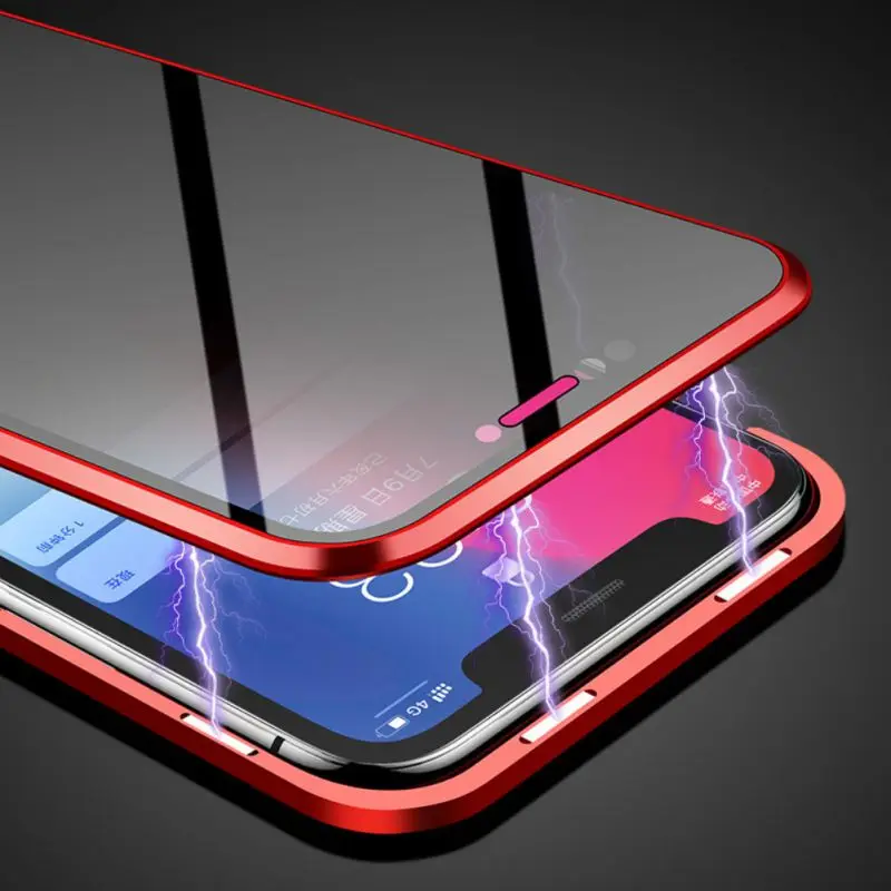 Закаленное стекло для защиты экрана металлический бампер Магнитный чехол iPhone 7/8