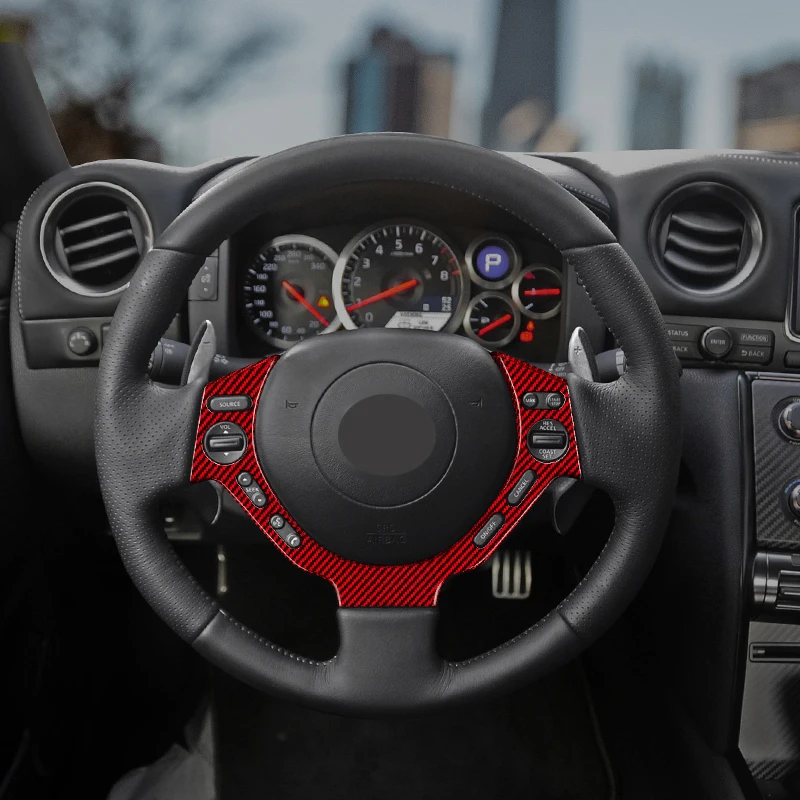Дешево Накладка на руль из красного стекловолокна, автозапчасти для Nissan GT-R R35