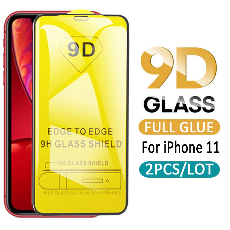 Защитное стекло 9d для iphone 11 pro 2 шт. Защита экрана apple max закаленное полное клеевое