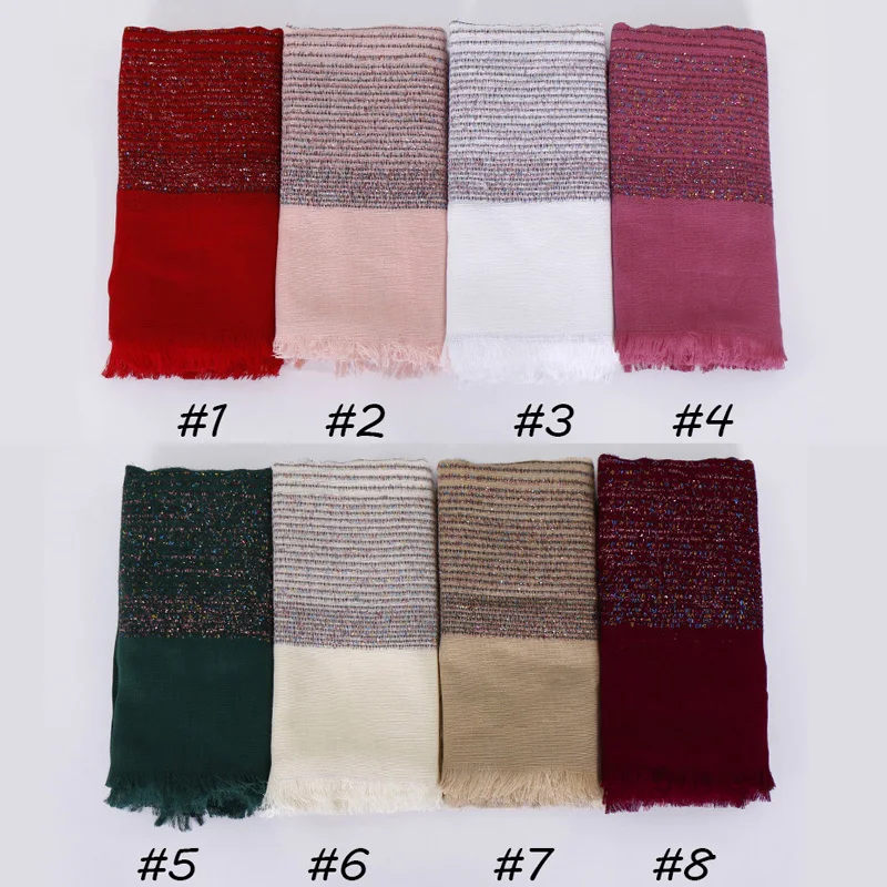10pcs/lot Wholesale Plain Women Cotton Scarf Shiny Sparkling Muslim Hijabs Shawls Turban Head Wraps Scarves Long Pashmina | Аксессуары