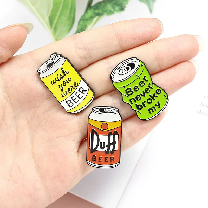 

New Creative Can Beer Beverage Brooch Cartoon Beer Can Enamel Pin Fashion Custom Duff Bag Clothes Lapel Pin Beer Badge Jewelry