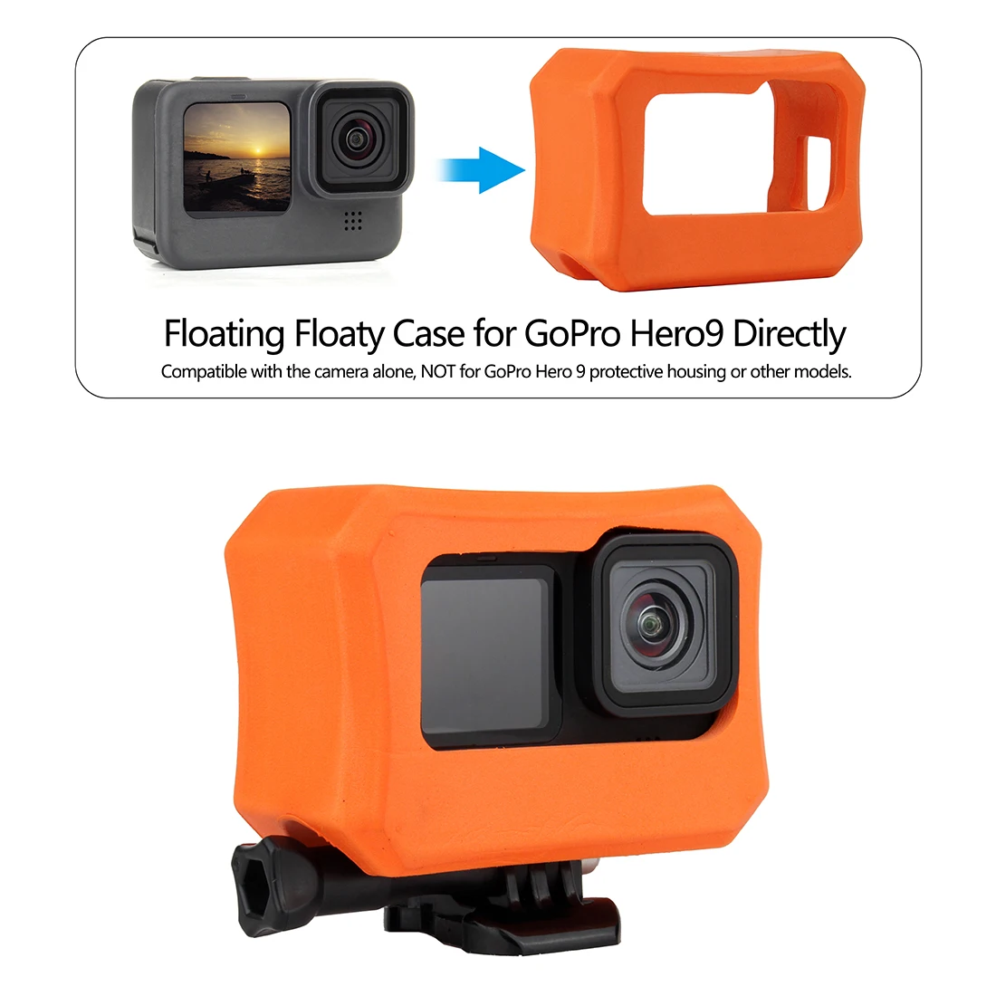 SOONSUN оранжевый поплавок плавучести крышка коробка защитная рамка чехол для GoPro Hero