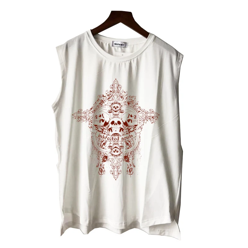 Майка без рукавов для мужчин и женщин металлический плакат с черепами