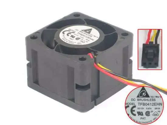 3-проводной серверный Вентилятор охлаждения Delta Electronics TFB0412EHN -5R19 DC 12 В 0.87A 40x40x28 мм |