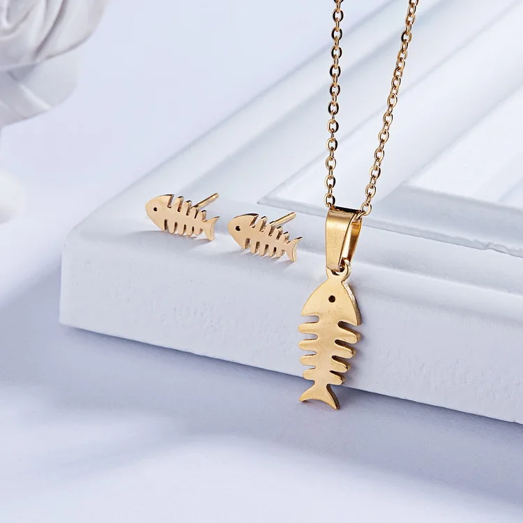 Симпатичные Детские комплекты для женщин ювелирный набор из нержавеющей стали