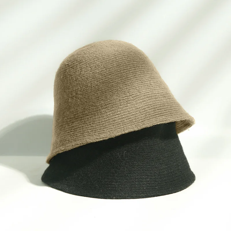 

Однотонная шерстяная шляпа, Панама, Женская осенне-зимняя шапка в рыбацком стиле, винтажная вязаная шерстяная шляпа, Панама