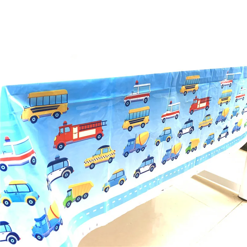 Cartoon cars Tablecloth Construction vehicle party Disposable Table cover for kids happy Birthday Party Supplies 1.08*1.8M | Дом и сад