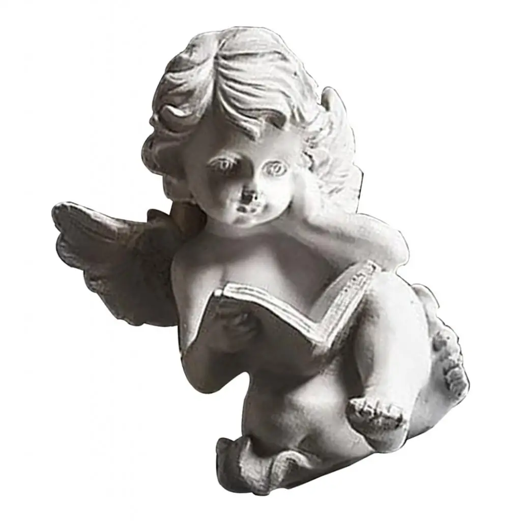 

Cute Reading Angel Statue Sculpture Ornaments for Bedroom Shelf Tabletop