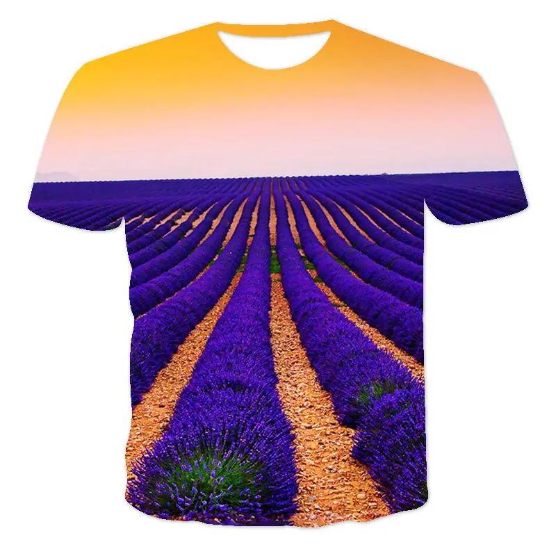 

Men'S Short-Sleeved Loose T-Shirt Landscape 3d Printing Round Neck Pullover And Men'S Casual Streetwear Fashion T-Shirt Xxs-6xl