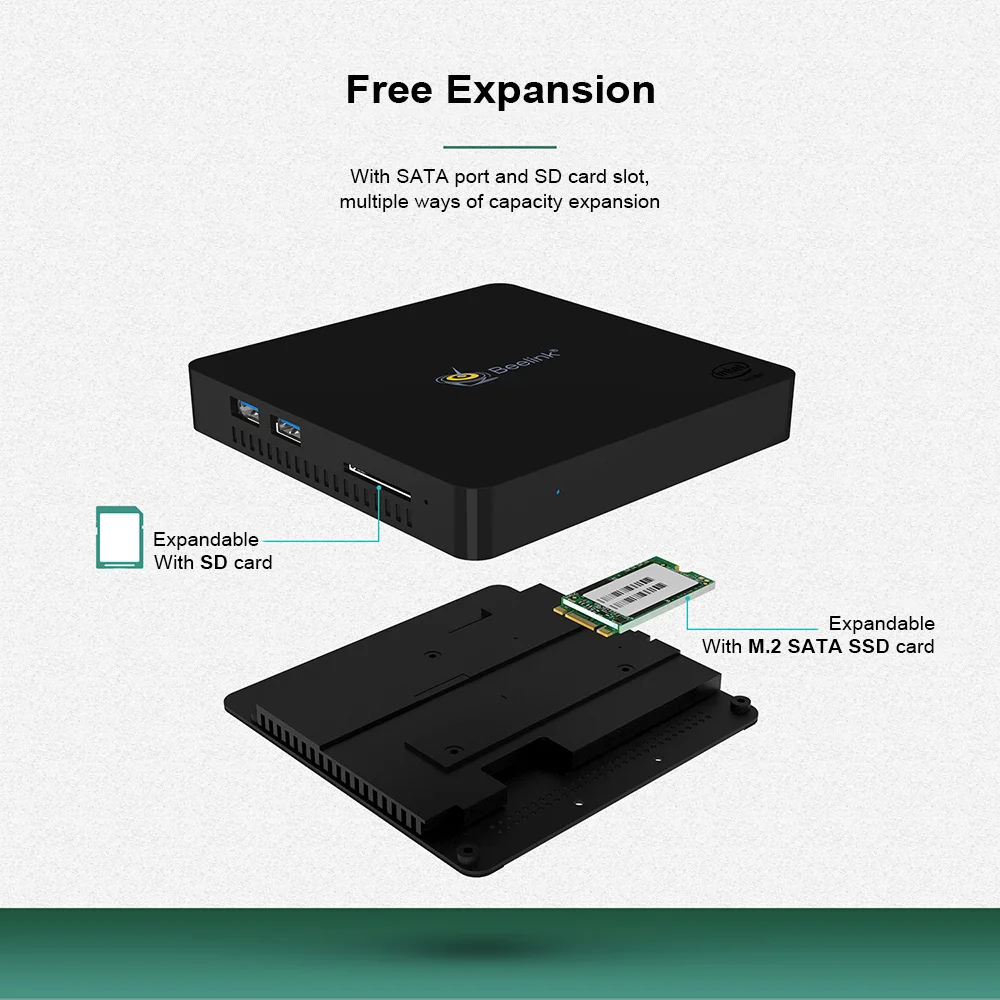 Beelink MII-V Мини ПК Intel N3350 4 Гб ОЗУ 64 ПЗУ двойной дисплей Windows10 Bluetooth 2 4G + 5 8G Wifi 1000M 4K