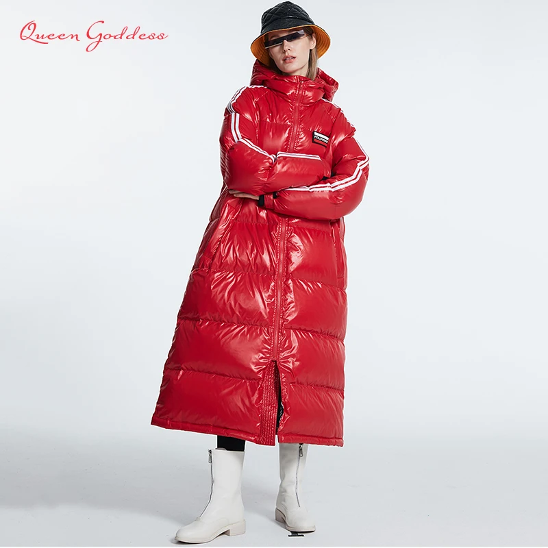 Оригинальная зимняя длинная пуховая куртка для женщин супертолстая и теплая