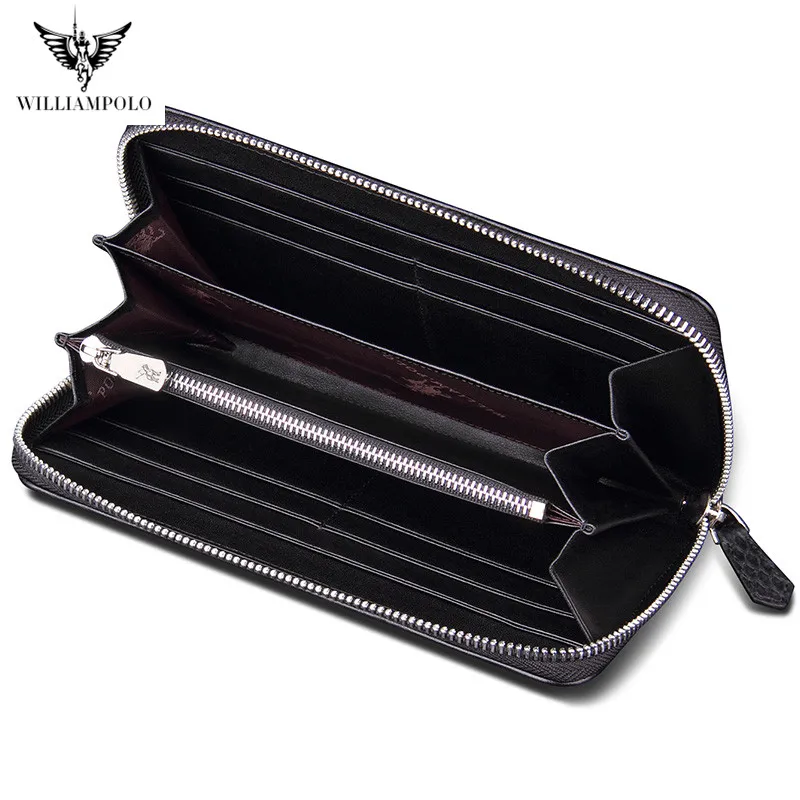 luxury brand 100 snakeskin alligator pattern fashion business men wallets long black zipper mens purse male men wallet bag new free global shipping