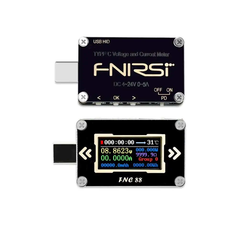FNC88 Type-C PD триггер USB-C Вольтметр Амперметр Напряжение 2-полосный измеритель тока
