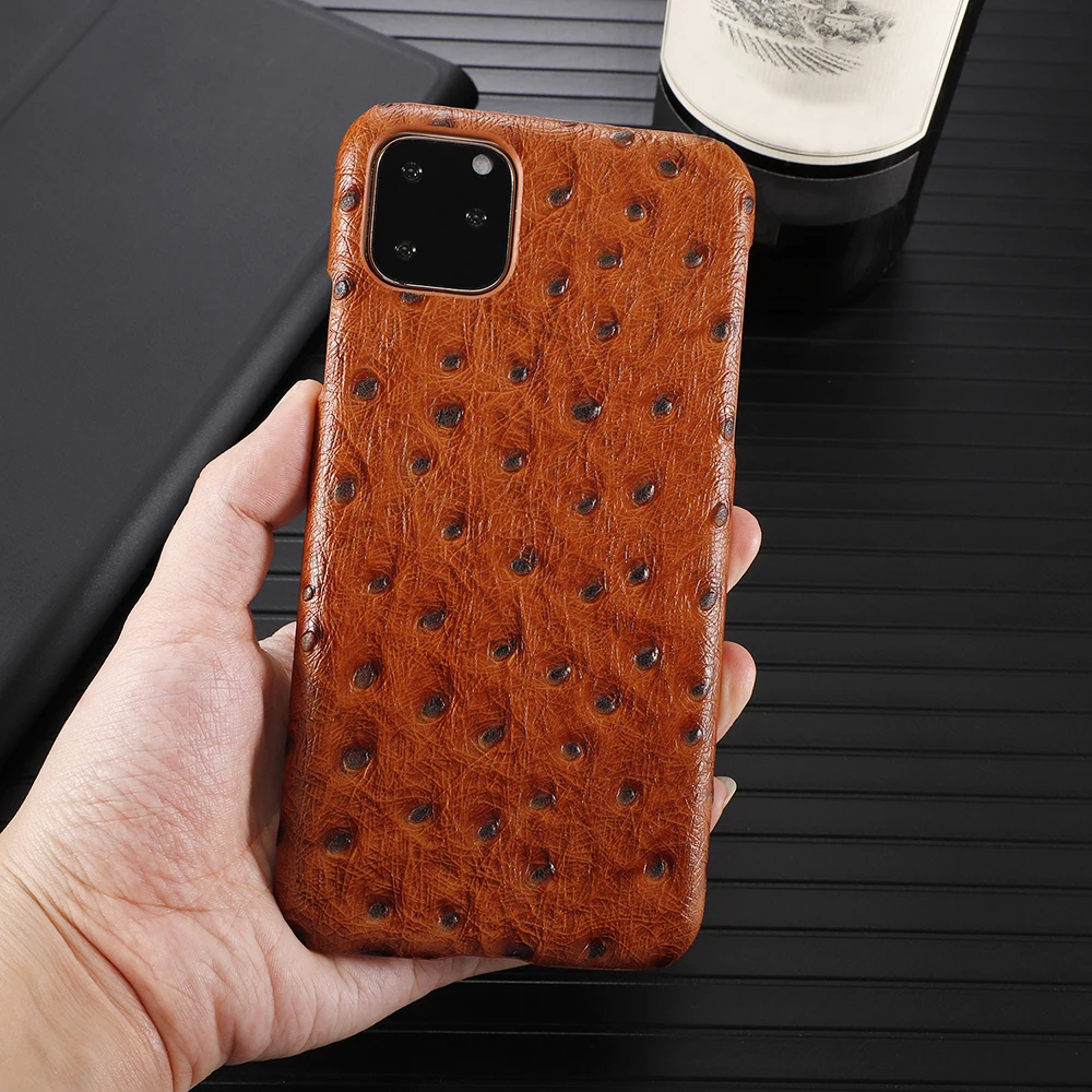 Роскошный чехол из натуральной кожи с узором страуса для iPhone12 iPhone 12 11 Pro XS Max 12Pro XR X