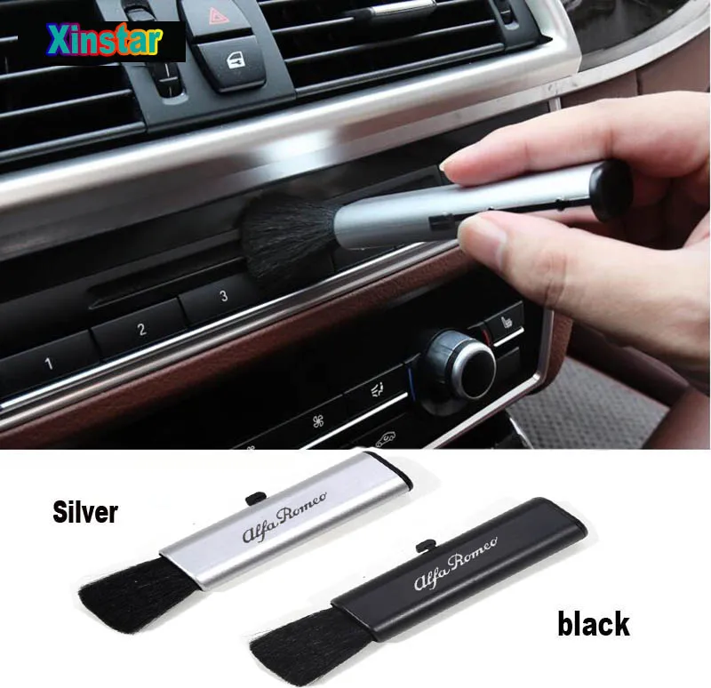 

ABS Car Interior Cleaning Brush Sticker For Alfa Romeo Giulia Giulietta 159 156 MITO Stelvio 147 GT