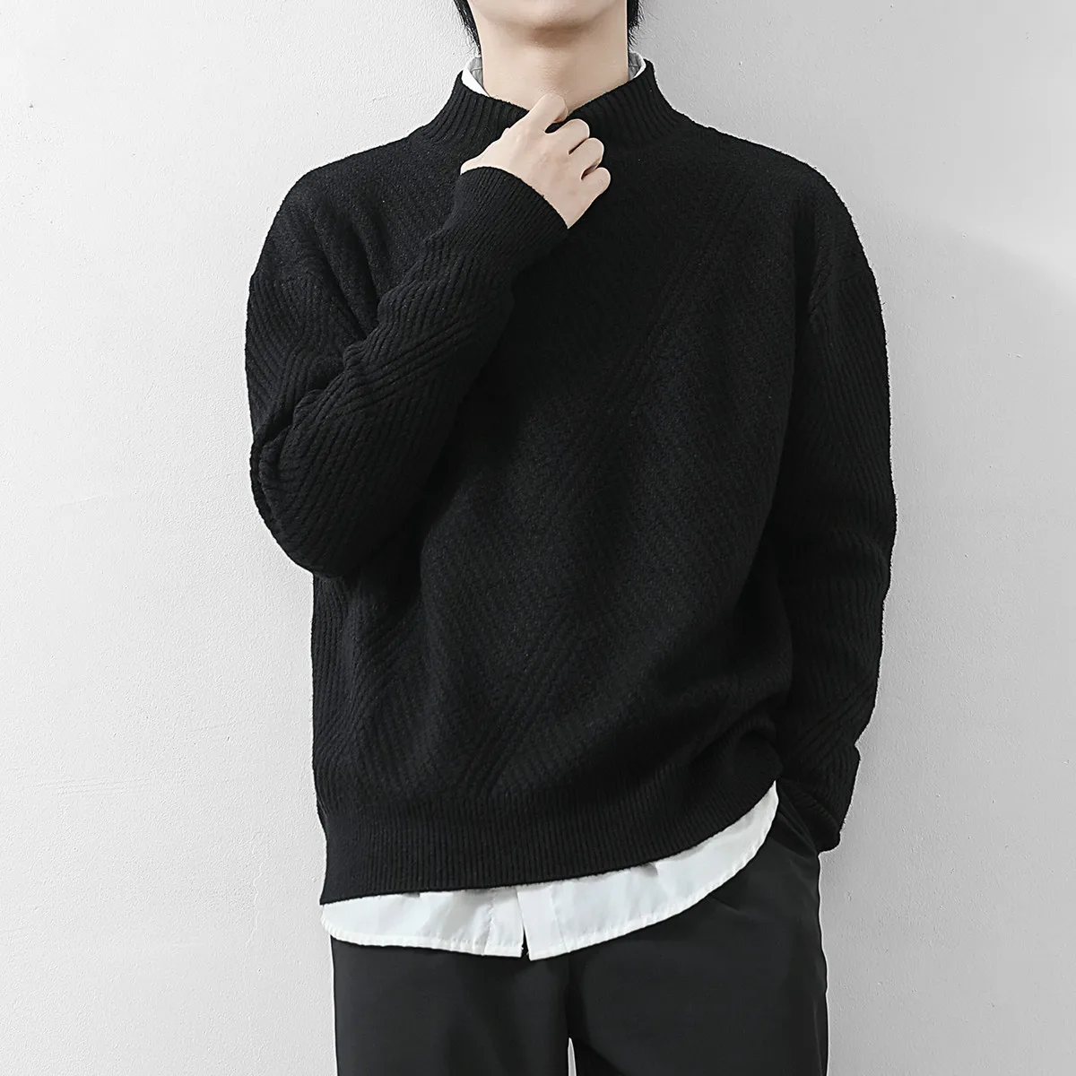 

Turtleneck sweater men's loose autumn and winter bottoming shirt thickened sweater korean sweater autumn coat