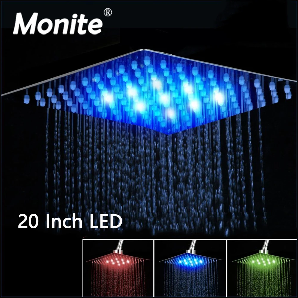 Monite 20 Inch Rain Shower Head Stainless Steel Shower Head Bathroom Ultra-thin Shower Head Rainfall For Shower Faucet