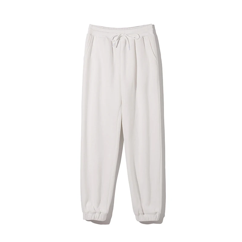 

Winter High Waist Fleece Pencil Pants Women Solid Drawstring Thick Trousers Women Casual Cotton Stacked Sweatpants Femme