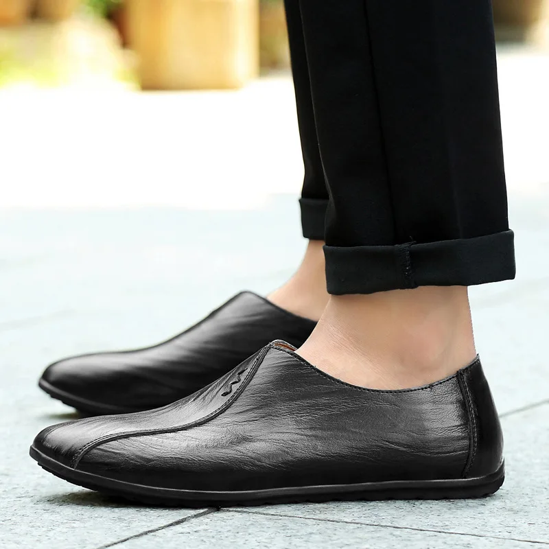 Мужская кожаная обувь слипоны Zapatos De Hombre мокасины из натуральной кожи KPOCCOBKN