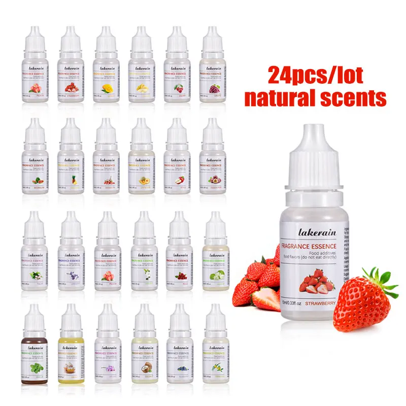 24Pcs Scents Natural Flavoring Oil Long Lasting Fragrance Essencei for Lip Gloss DIY Lipgloss Base Gel Candle Soap Making - купить по