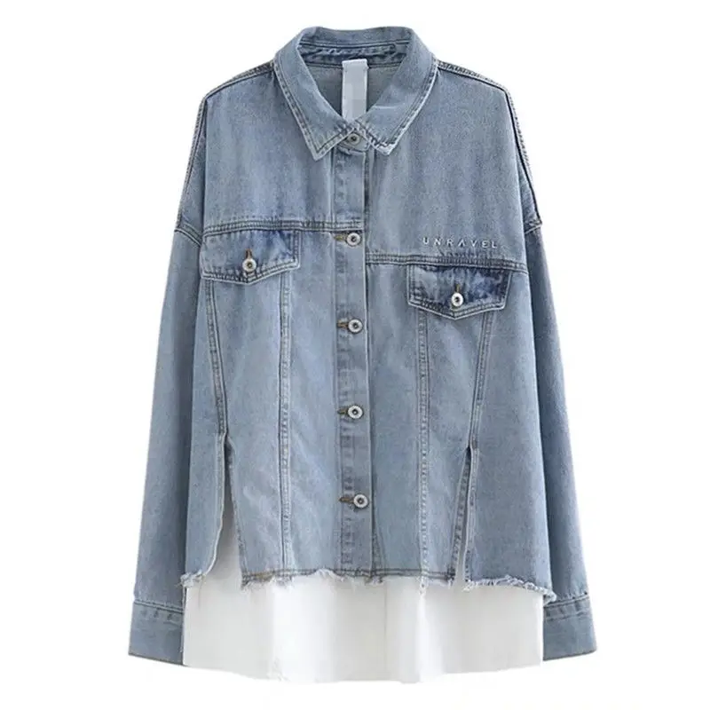 

Oversized Jackets Womens Denim Long Sleeve Trendy Basic Jacket Women Pockets Korean Style Outerwear Vintage Casual Retro Simple
