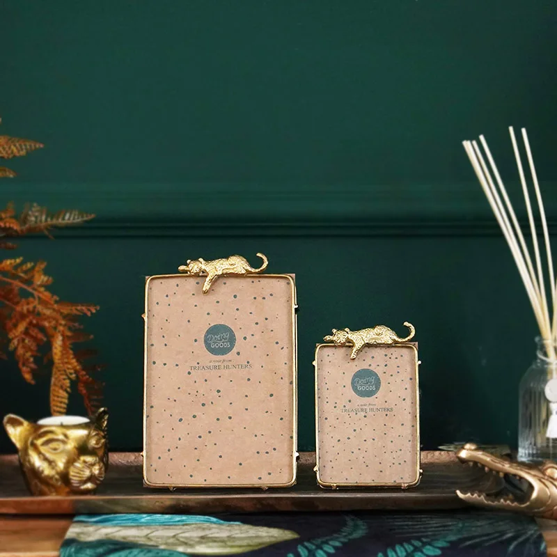 

Nordic Art Photo Frame Birthday Gift Poster Metal Wall Decor Photo Frame Gallery Leopard Cadres Photo Household Items JW50XK