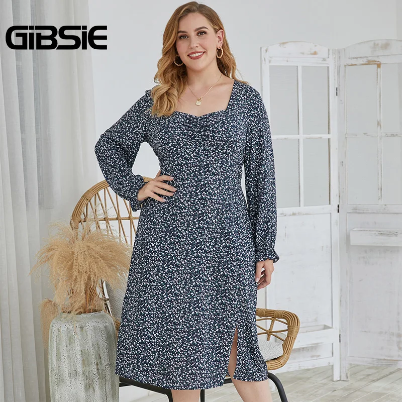 Женское винтажное платье GIBSIE длинное с квадратным вырезом облегающее оборками и