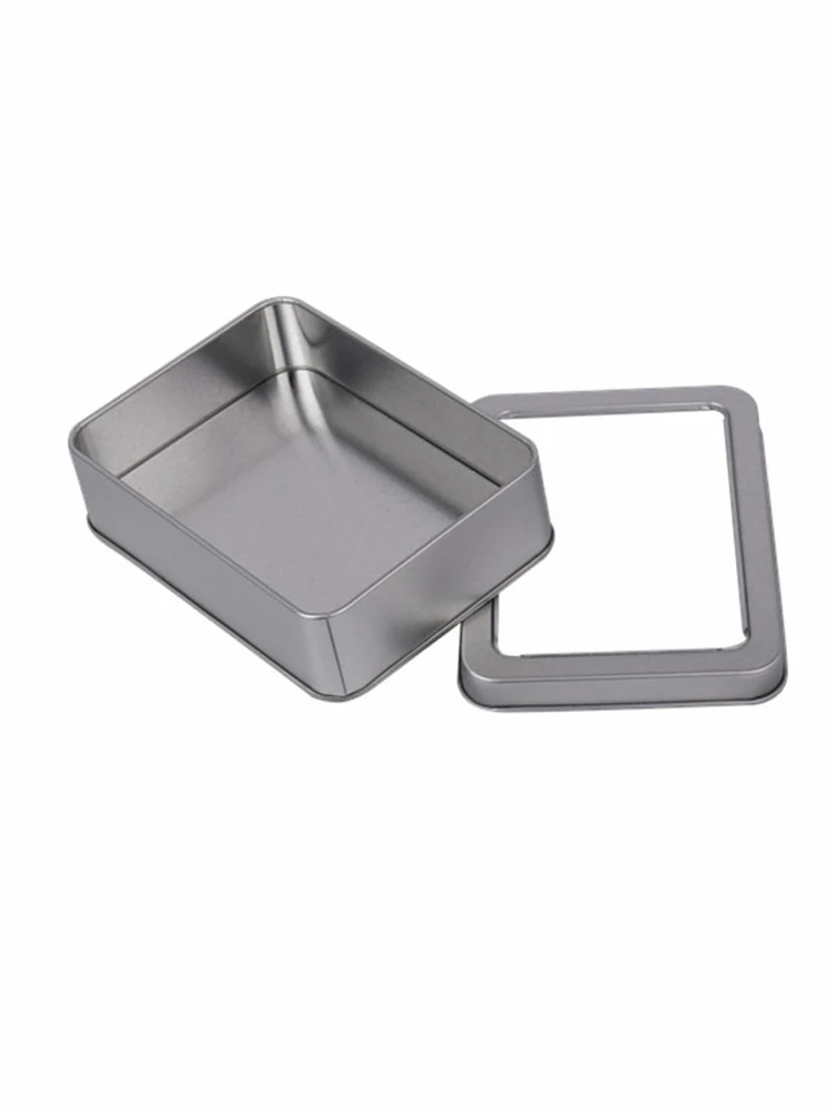 Серебряный ясным окном жестяная коробка Подарочная упаковки продукта 12 шт.