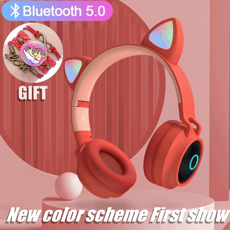 

2021 NEW Cat Ear Wireless Headphones Bass Noise Cancelling Adults Kids Girl Bluetooth 5.0 Headset Support TF Card Casco With mic