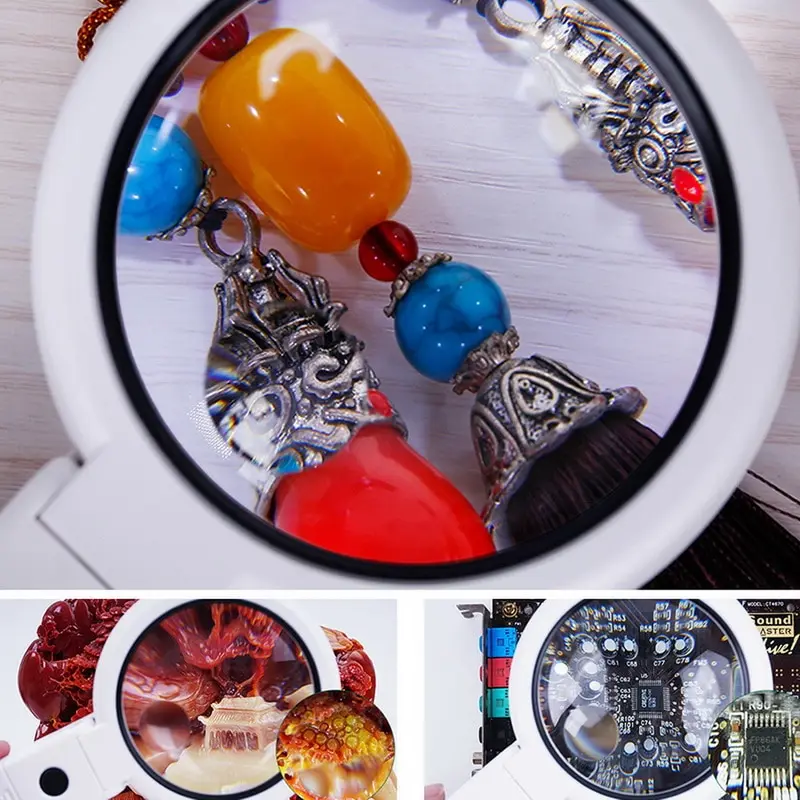 

LED Handheld Magnifying Glass 5X 11X Reading Lamp Dual-use 8LED Magnifier Lamp for Reading Crafting Repairing Identify Jewelry