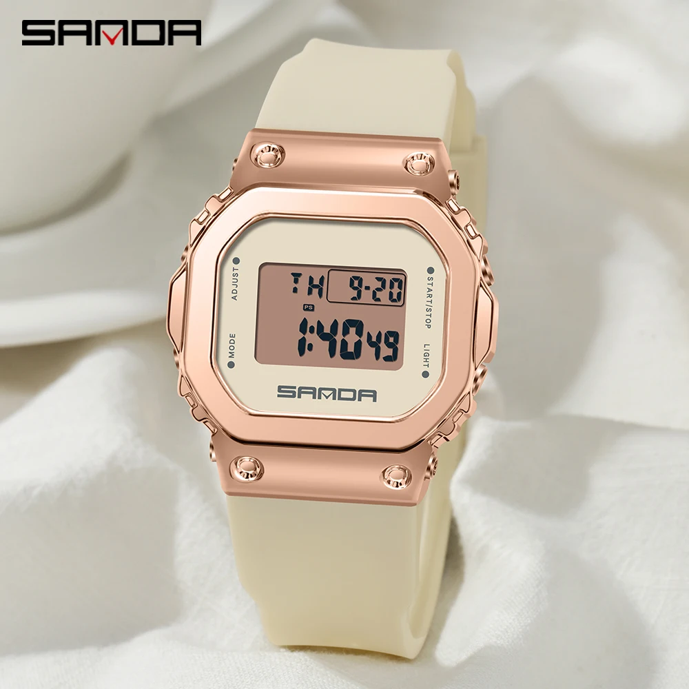 

Часы Sanda женские прямоугольные цифровые, люксовые брендовые наручные, унисекс