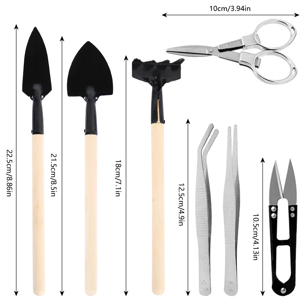 

9 Pcs/Set Transplanting Gardening Tool Set Succulent Plants Tool Mini Garden Bonsai Seedling Hand Tool Miniature Planting Indoor