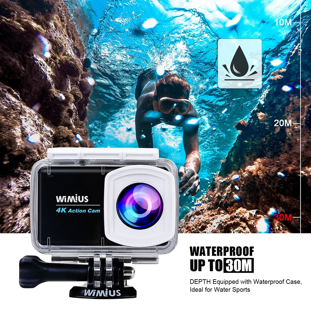 WIMIUS L3 wifi 4K Спортивная Экшн камера 16MP 170D подводный водонепроницаемый велосипедный