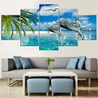 5 панелей, плакаты с изображением дельфина, Морского Пейзажа, холст, настенные картины HD, украшение для дома, аксессуары для гостиной