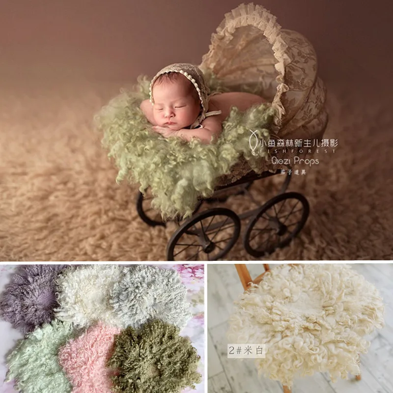 Baby Blanket Photo Prop New Zealand Curled Wool Felt Shooting Mats Newborn Photography Backdrops Bebe Fotografia Accesorios Boy